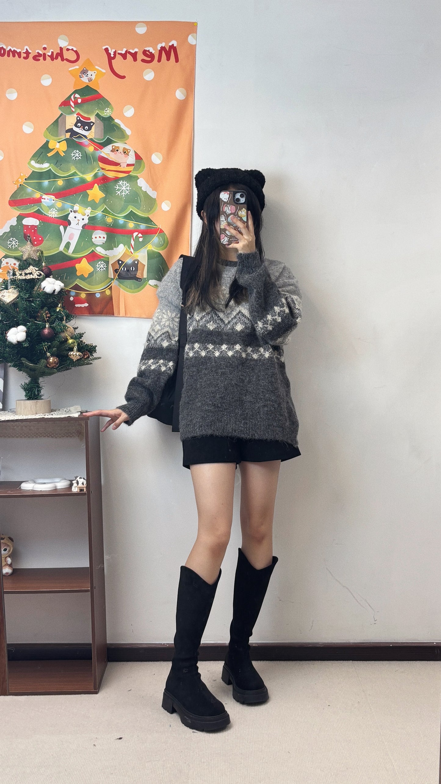 冬日雪花oversize針織 T00056
