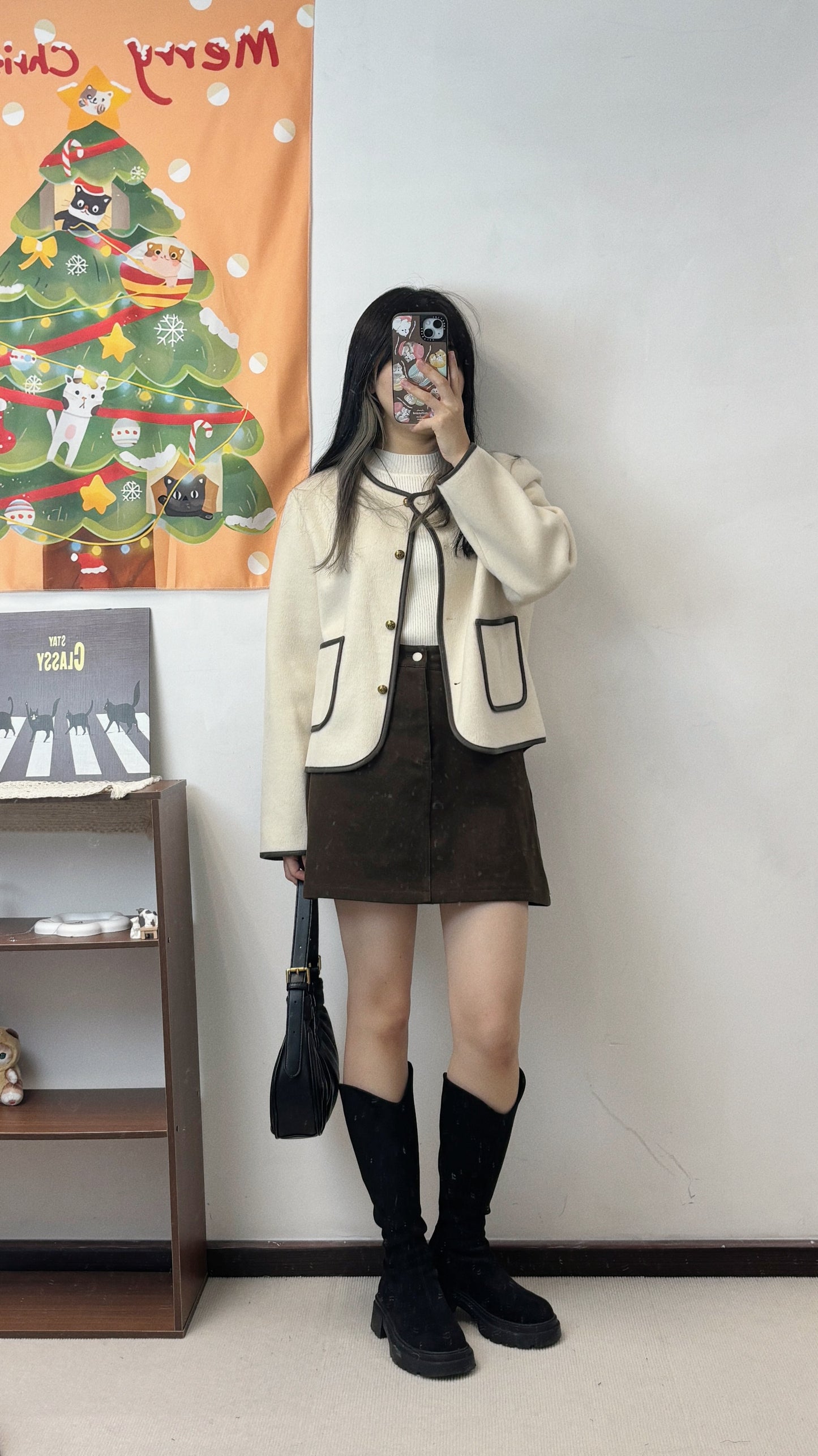滑捋捋薄絨毛外套 C00013