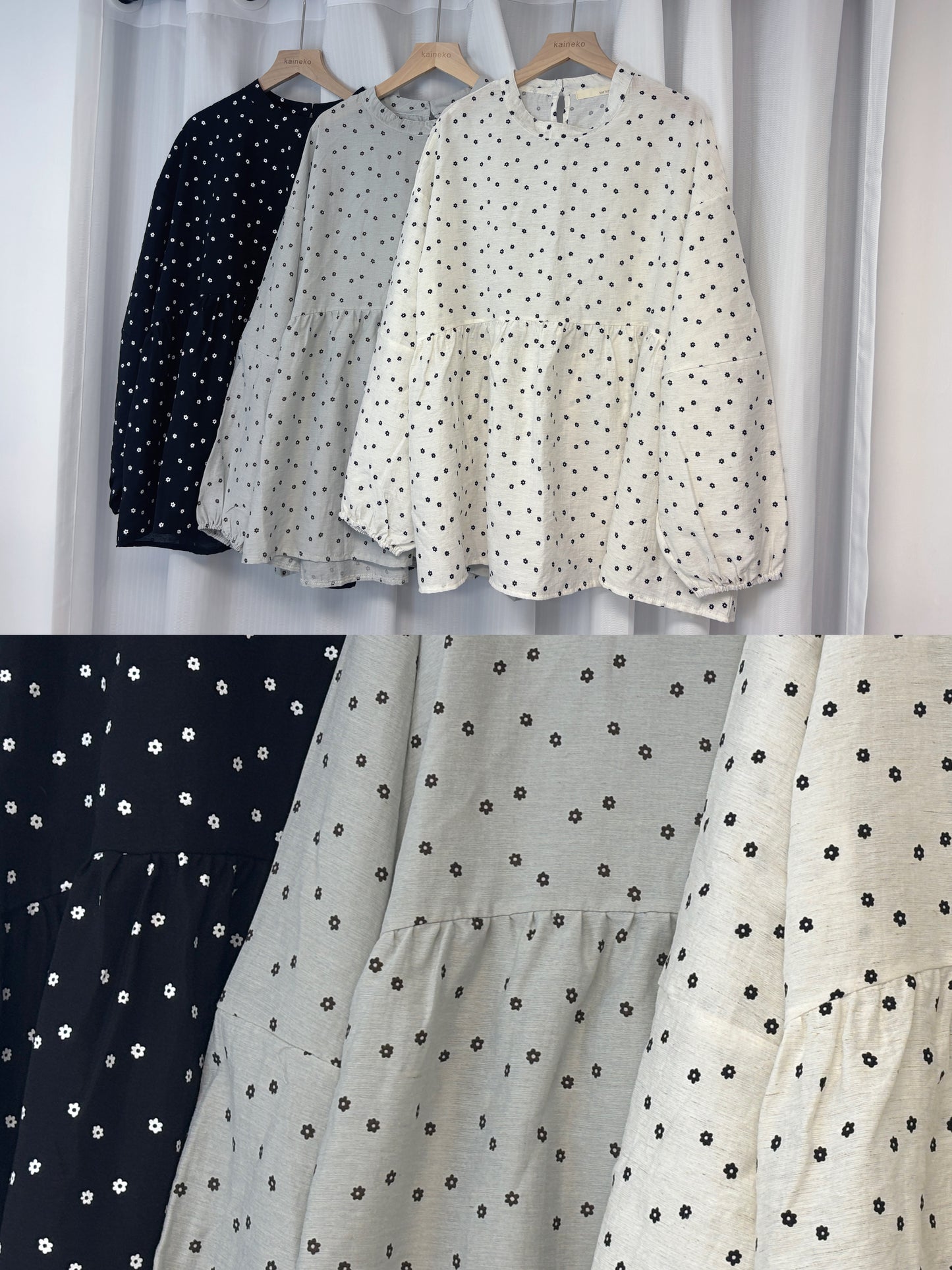 碎花泡泡袖TOP T00194