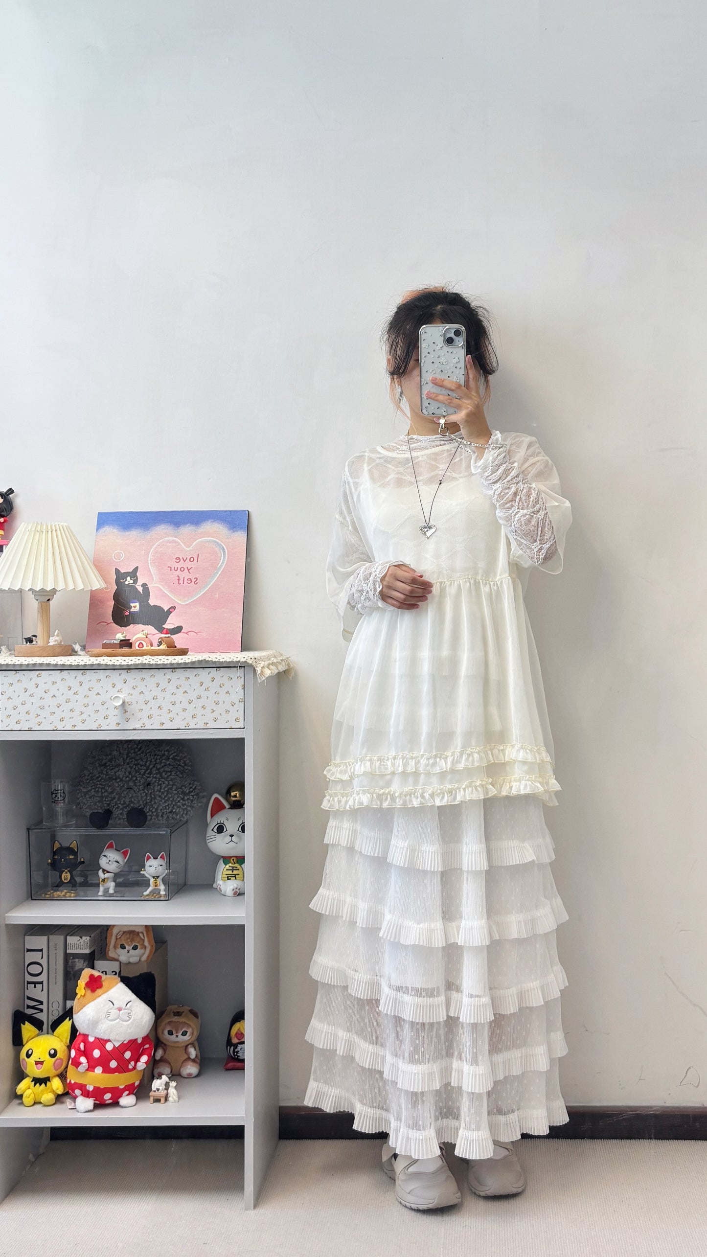 格紋lace打底 T00137