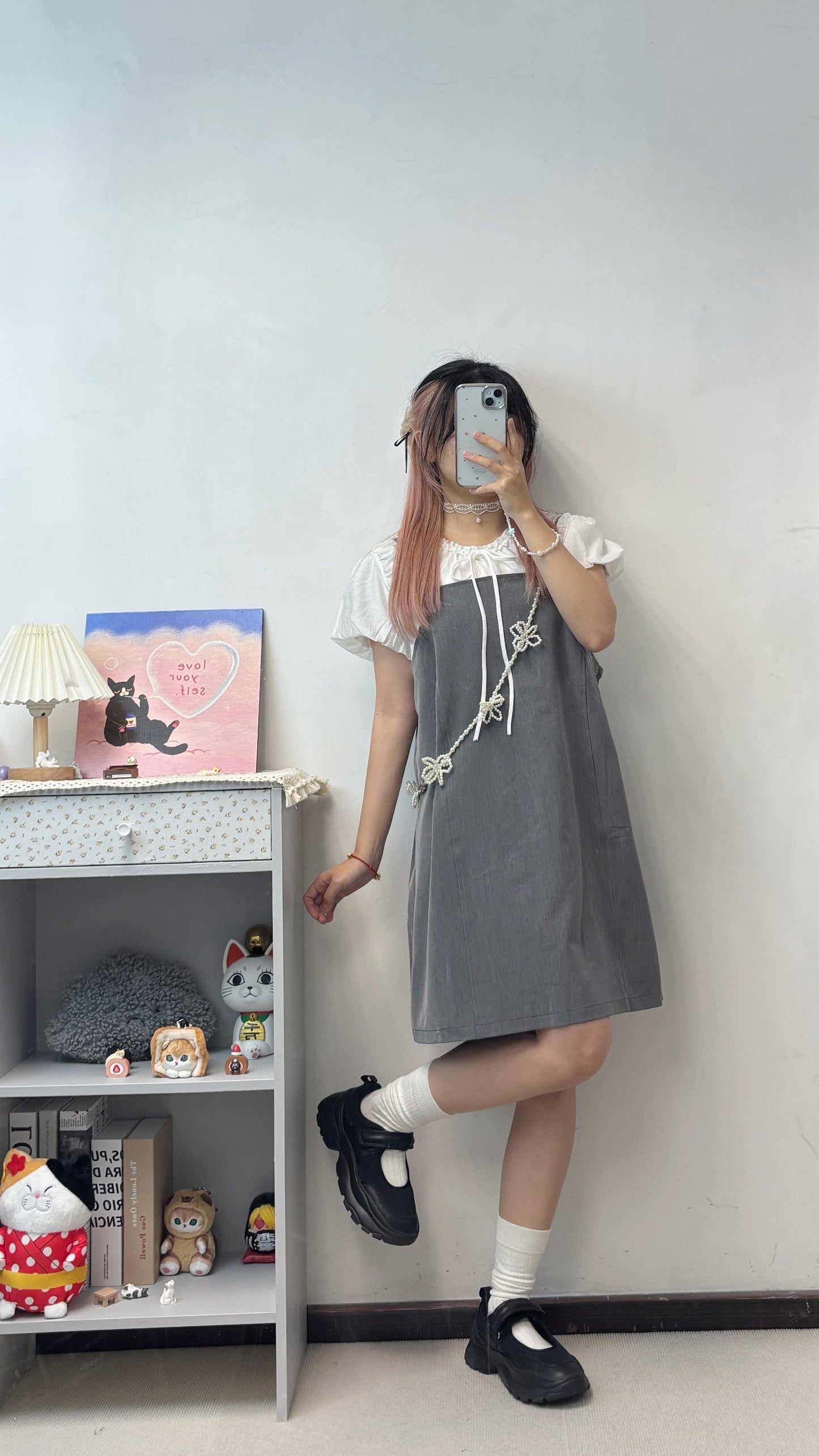 超舒服泡泡袖遮肉上衣 T00104