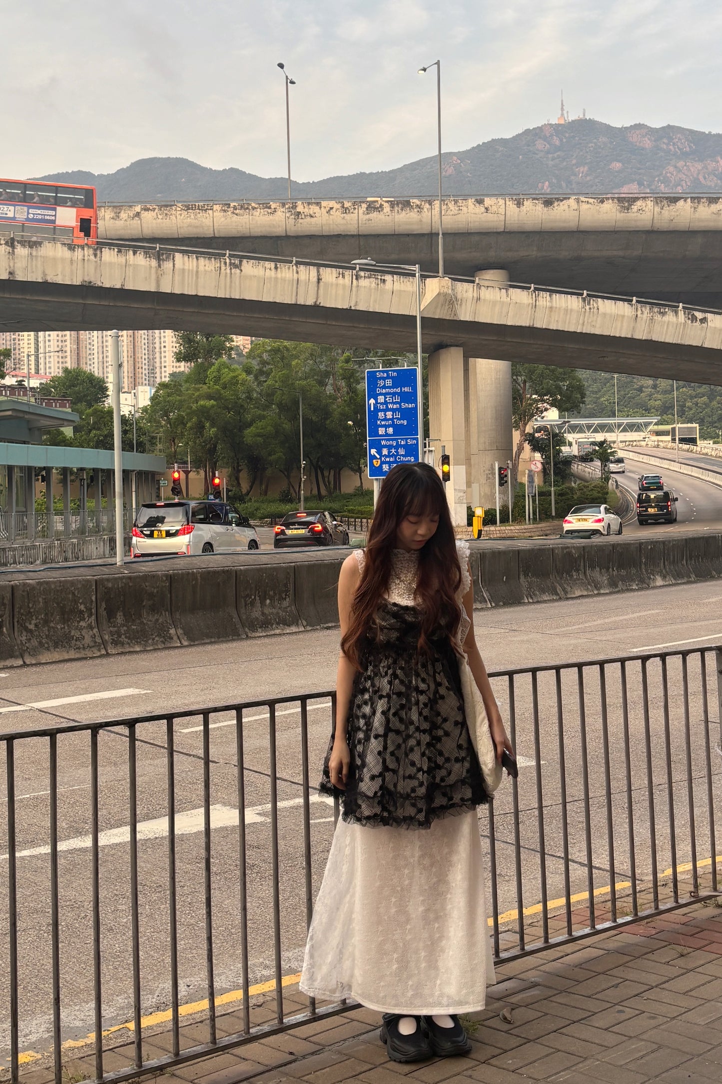 輕薄側lace暗花傘裙(自家款)