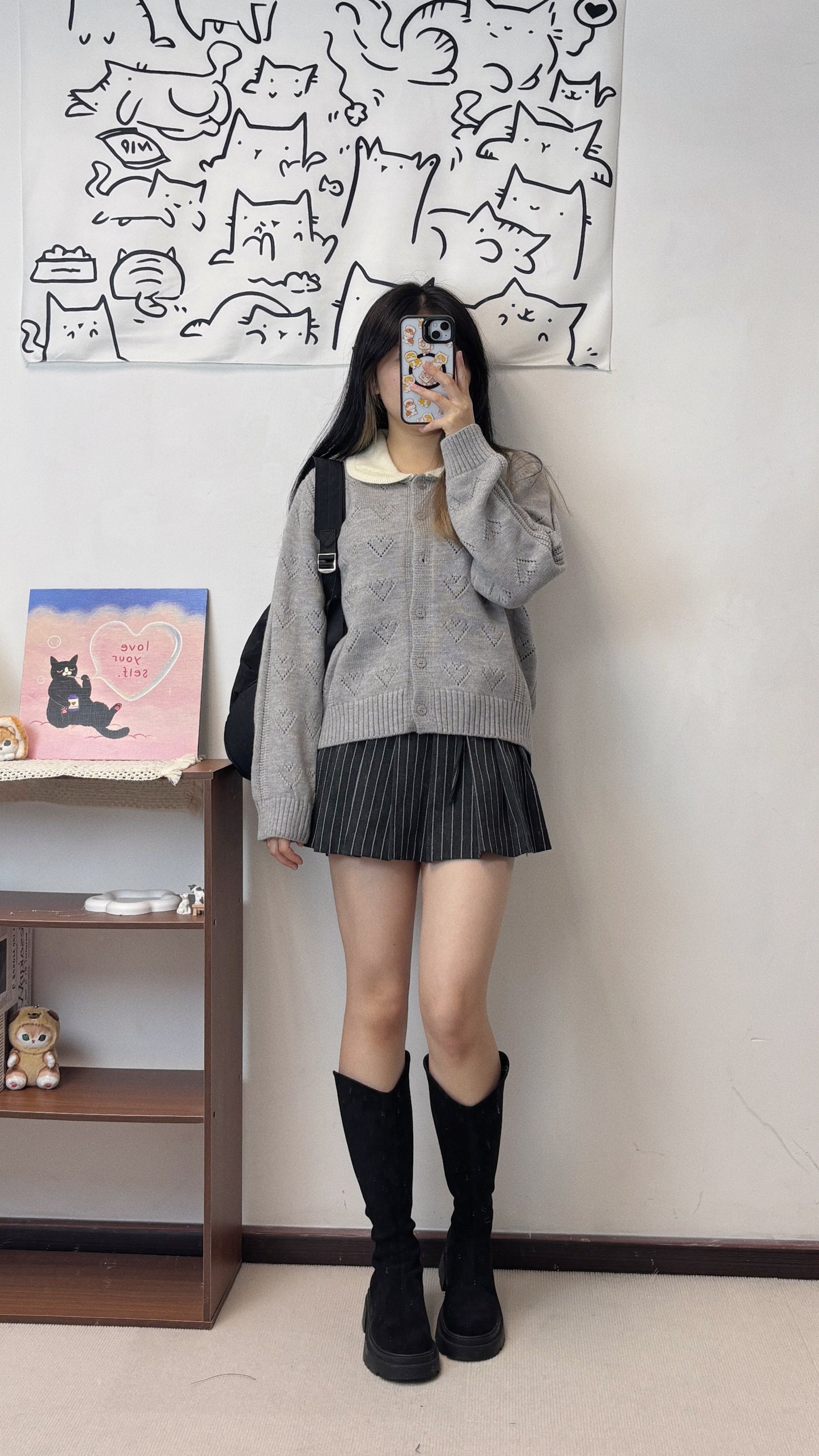 超高質薄絨面綁帶短裙 S00039