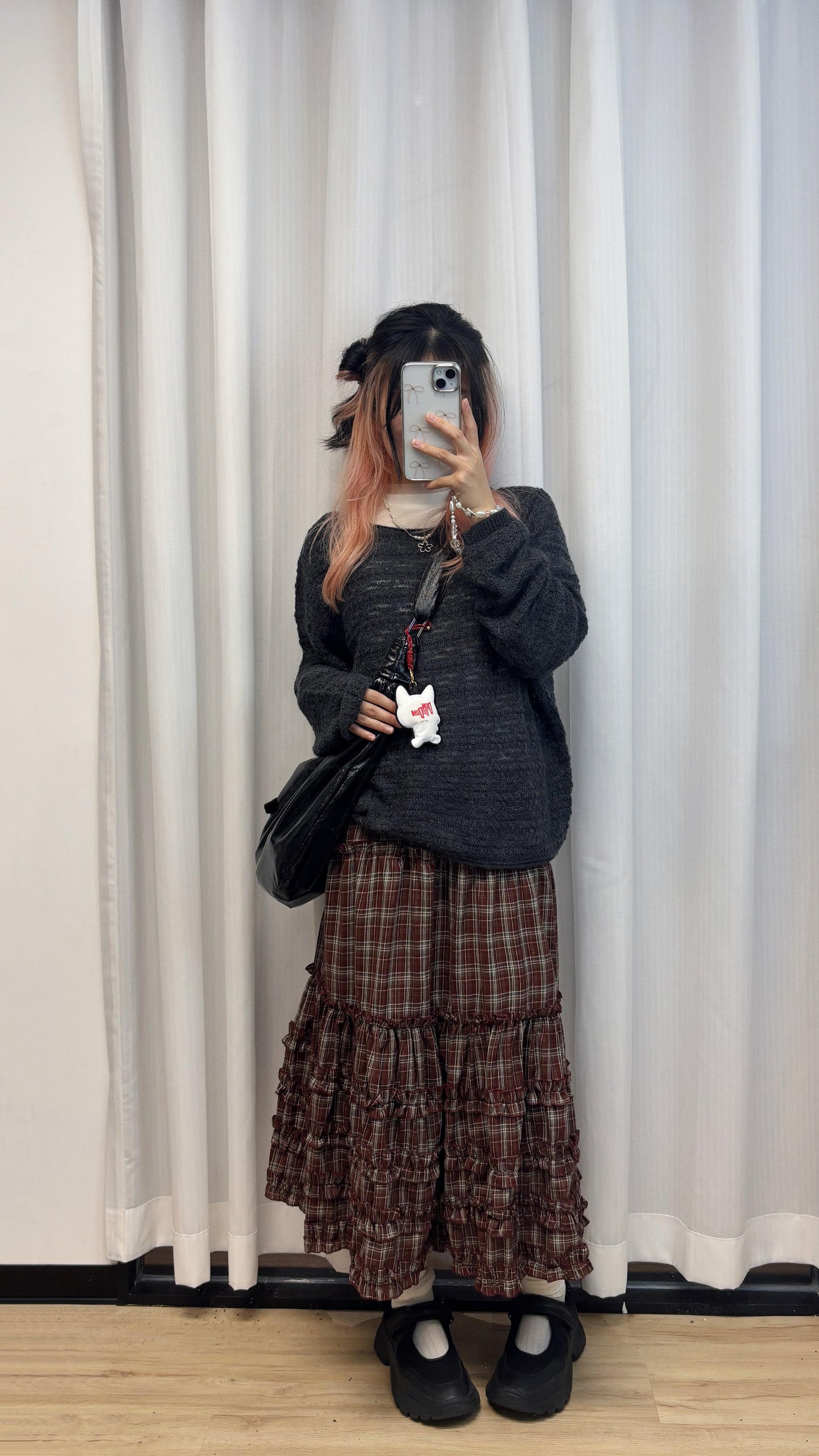 復古格紋蛋糕裙(薄款)(小個子ok)S00165