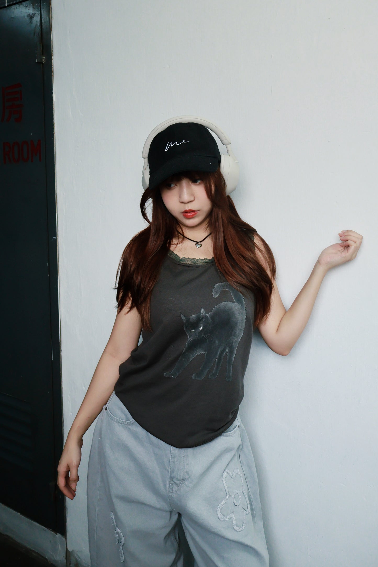 lace邊貓貓背心 T00121