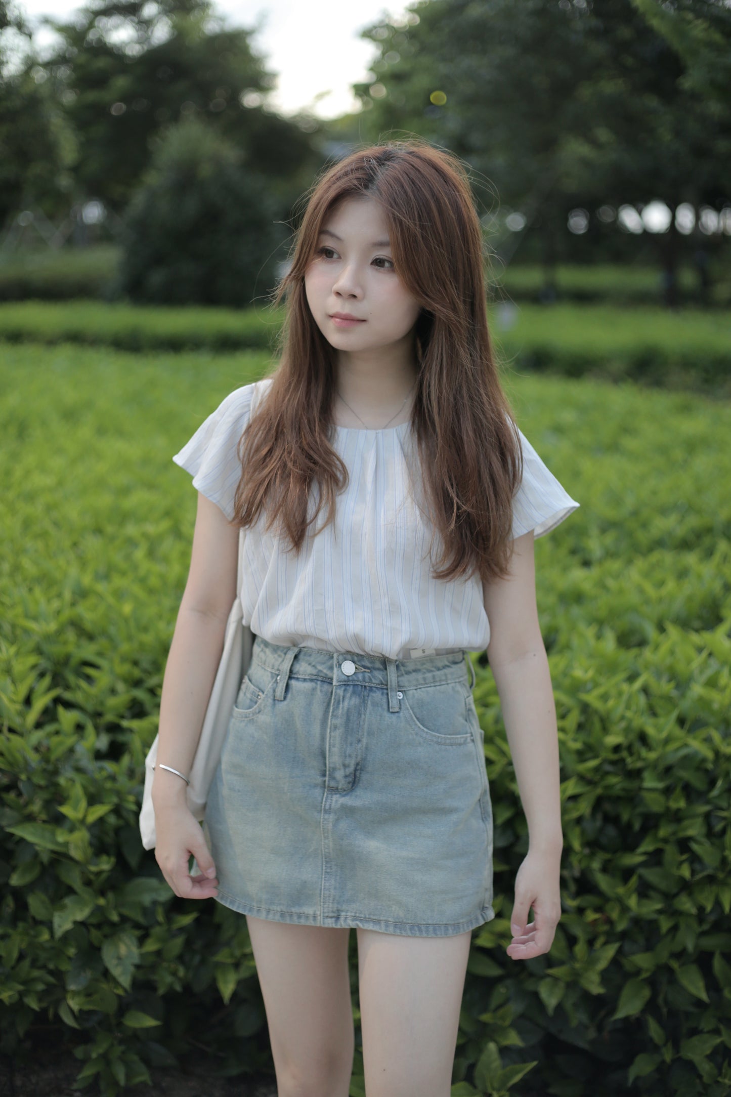 T00009 麻質飛飛袖間條T