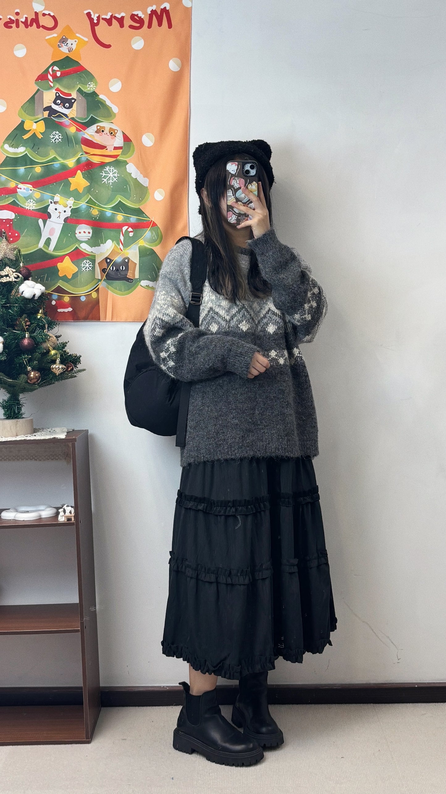 冬日雪花oversize針織 T00056
