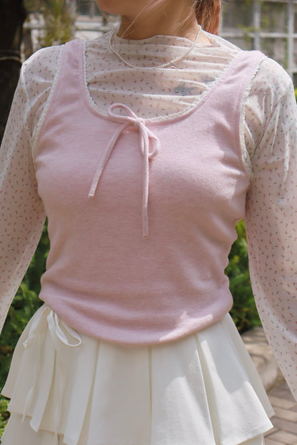 碎花木耳邊top T00142