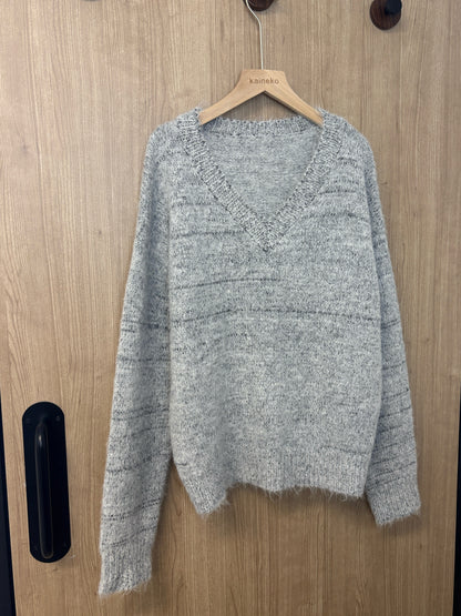 混色V領冷衫 T00179
