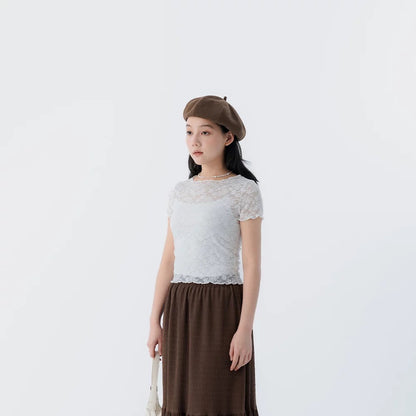 lace花花卷邊TOP T00246