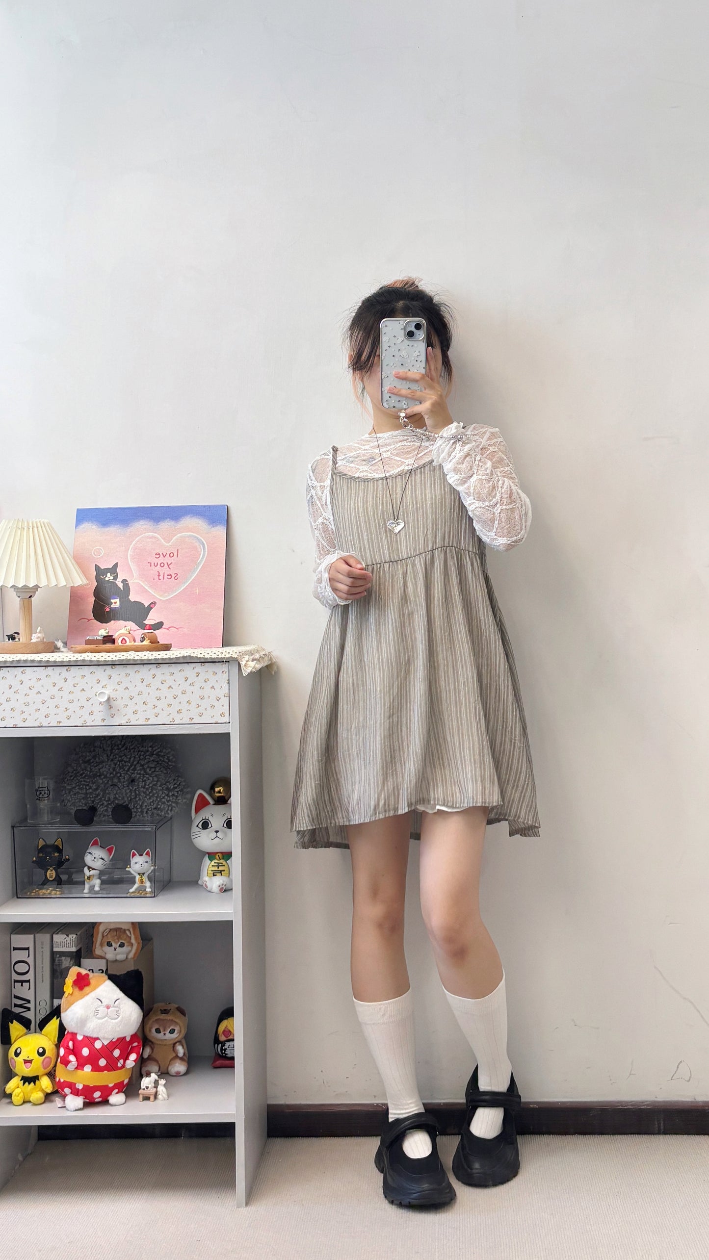 格紋lace打底 T00137