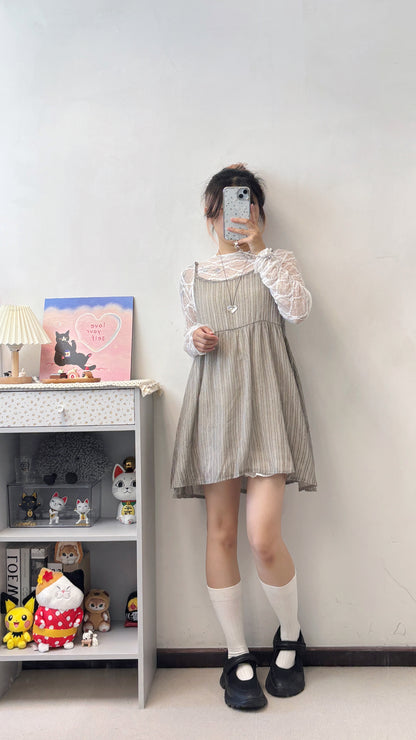 格紋lace打底 T00137