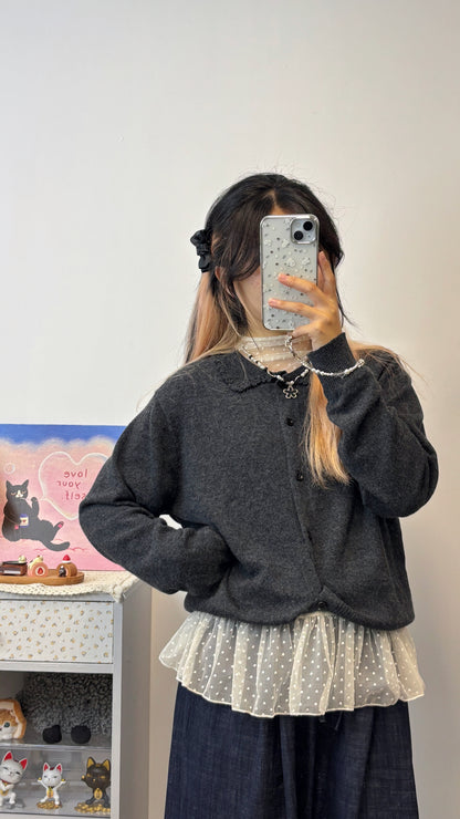 鉤花領針織外套 C00033