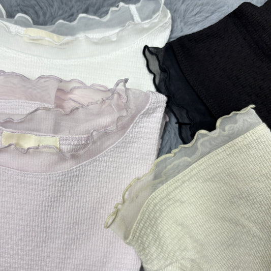 點點棉拼紗短袖T T00228