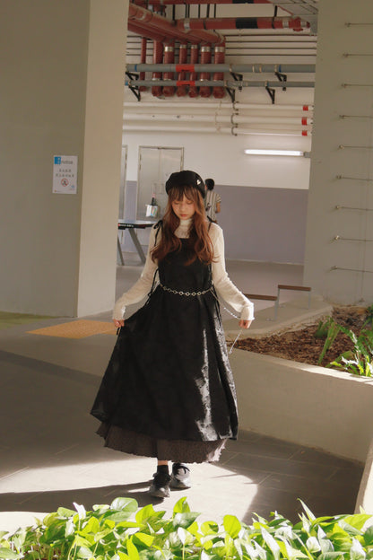 暗花霧感綁帶連身裙 S00123