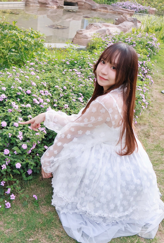 透明感花花網紗外套 S00169
