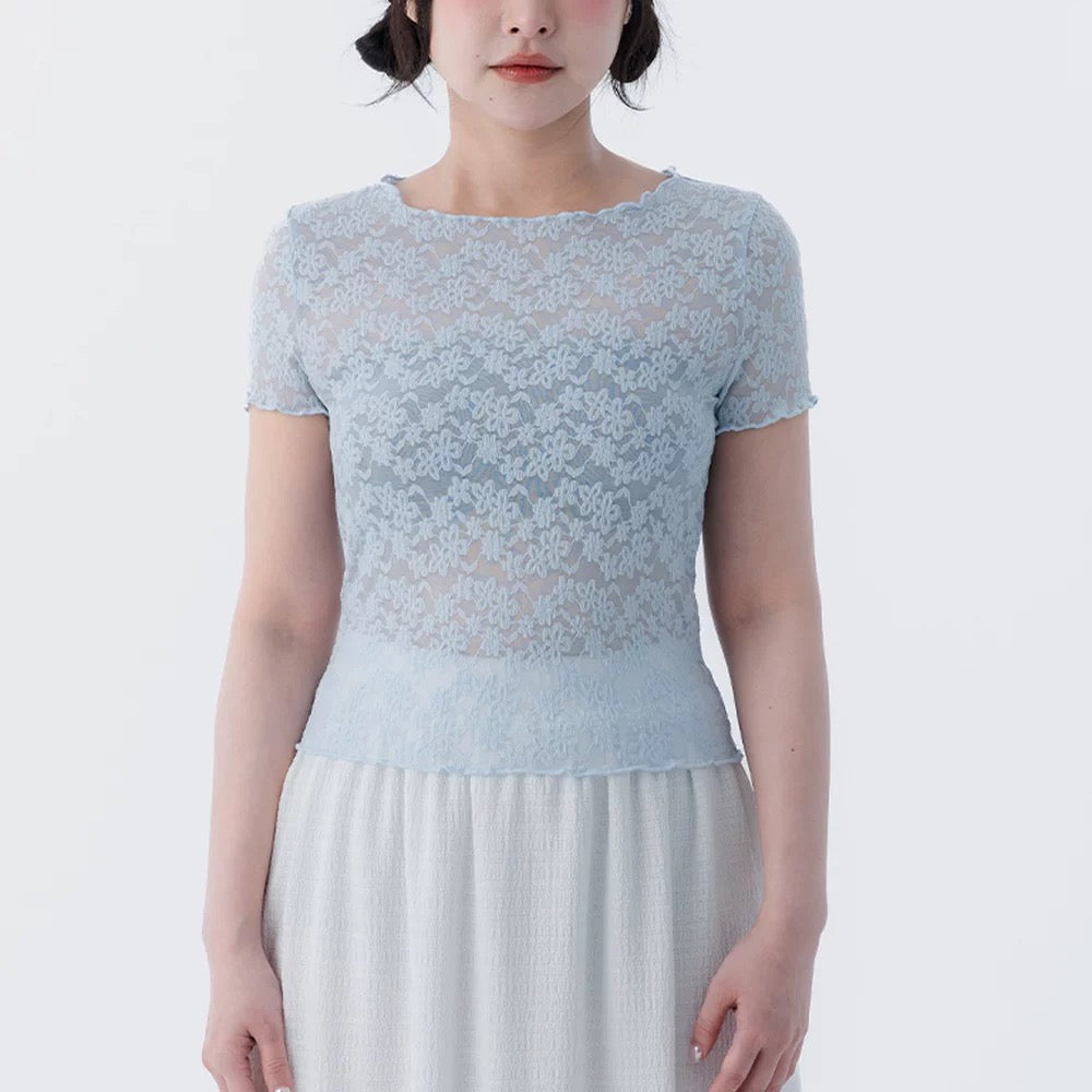 lace花花卷邊TOP T00246