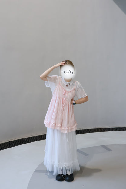 夢幻細絲帶蝴蝶結紗紗裙