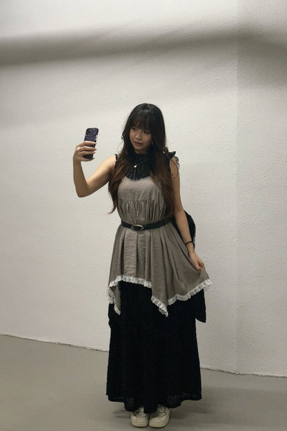 小花lace背心
