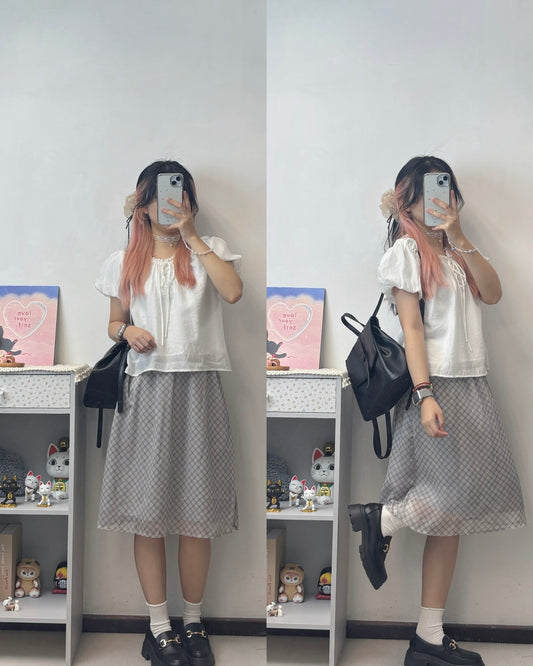 超舒服泡泡袖遮肉上衣 T00104