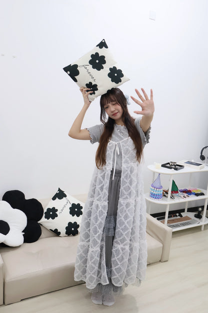 滑捋捋菱格綁帶長外搭