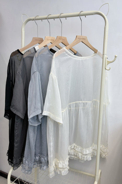 霧感薄透Ruffle TOP T00132