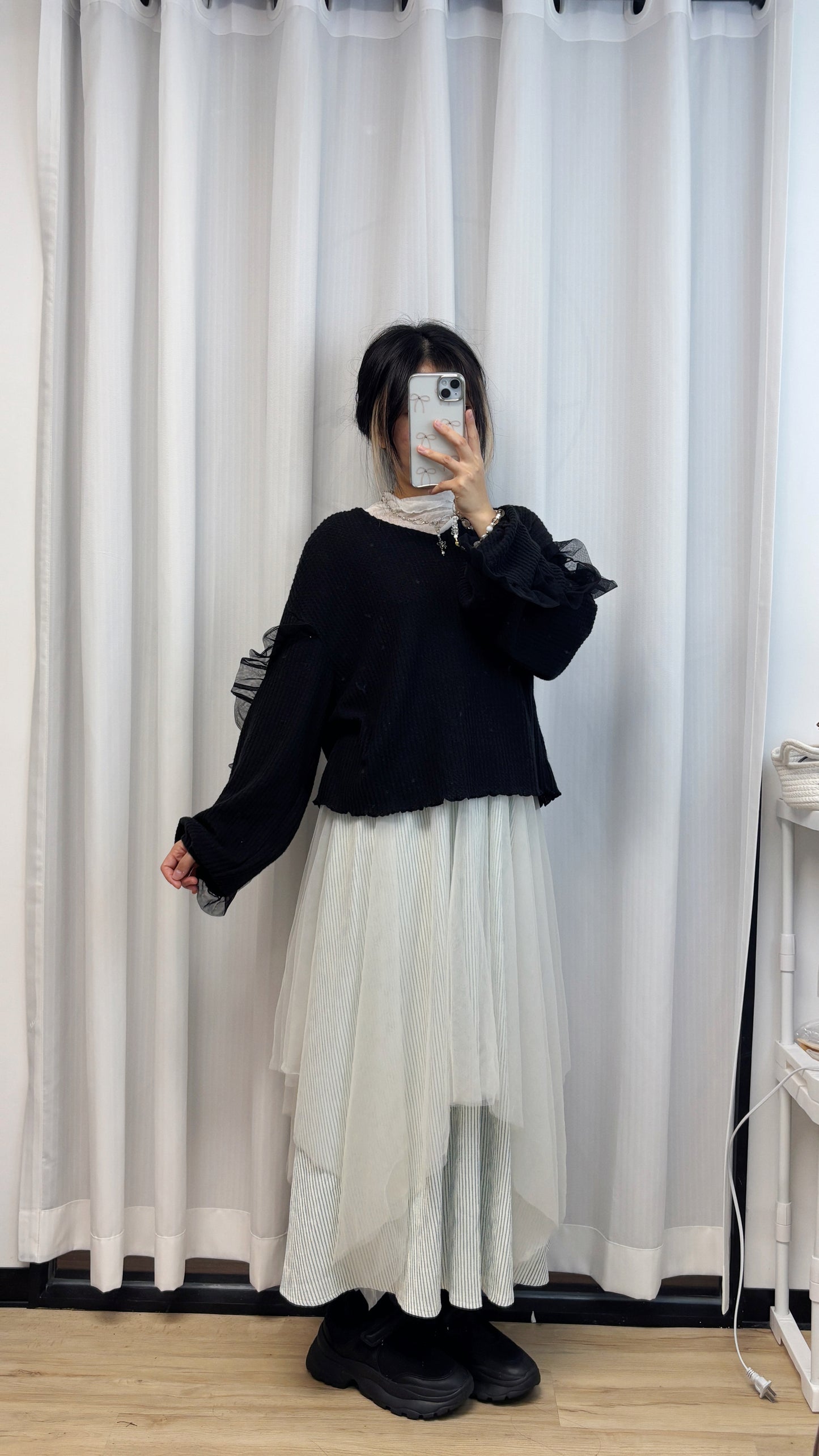 軟糯捲邊紗紗top T00195