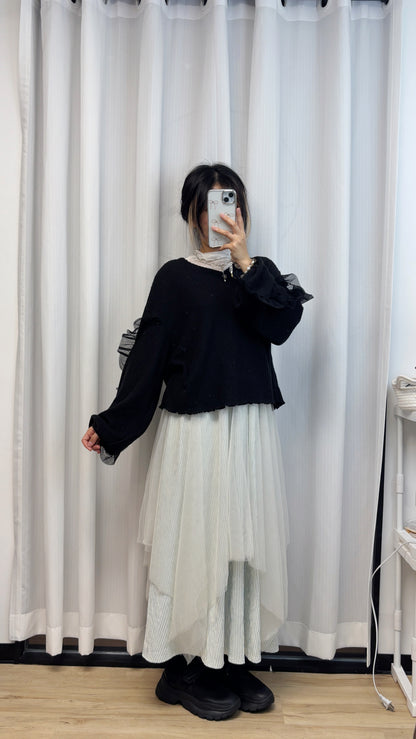 軟糯捲邊紗紗top T00195