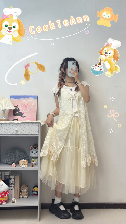 花花lace背心綁帶外搭 S00059
