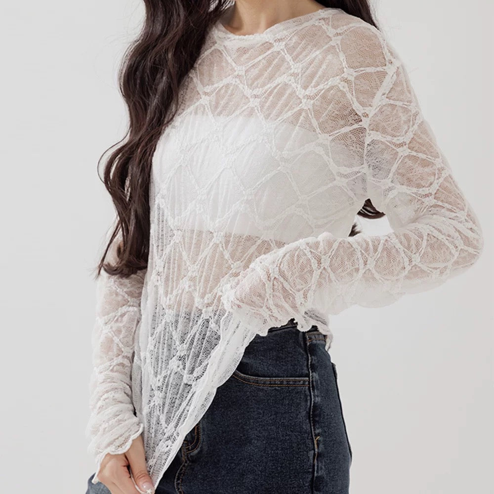 格紋lace打底 T00137
