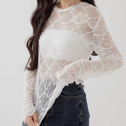 格紋lace打底 T00137
