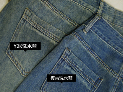 S00013 四季可穿復古高腰直筒牛仔褲