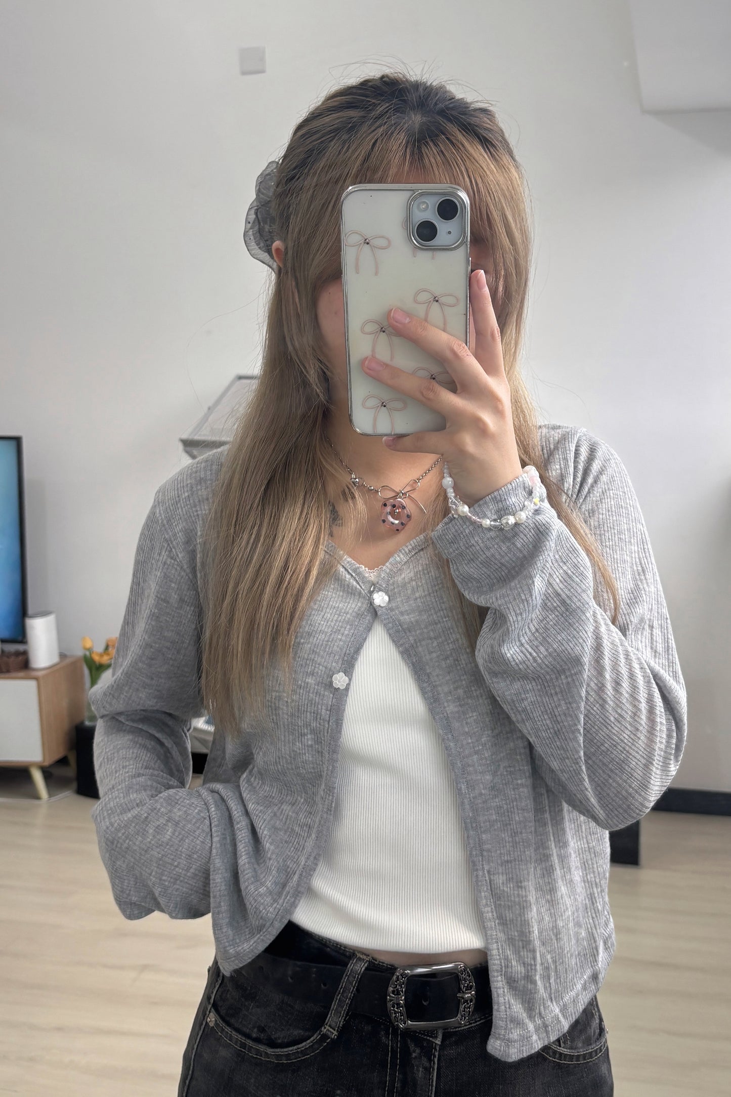 軟綿綿薄花花鈕扣外套