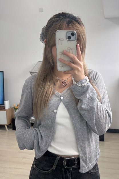 軟綿綿薄花花鈕扣外套