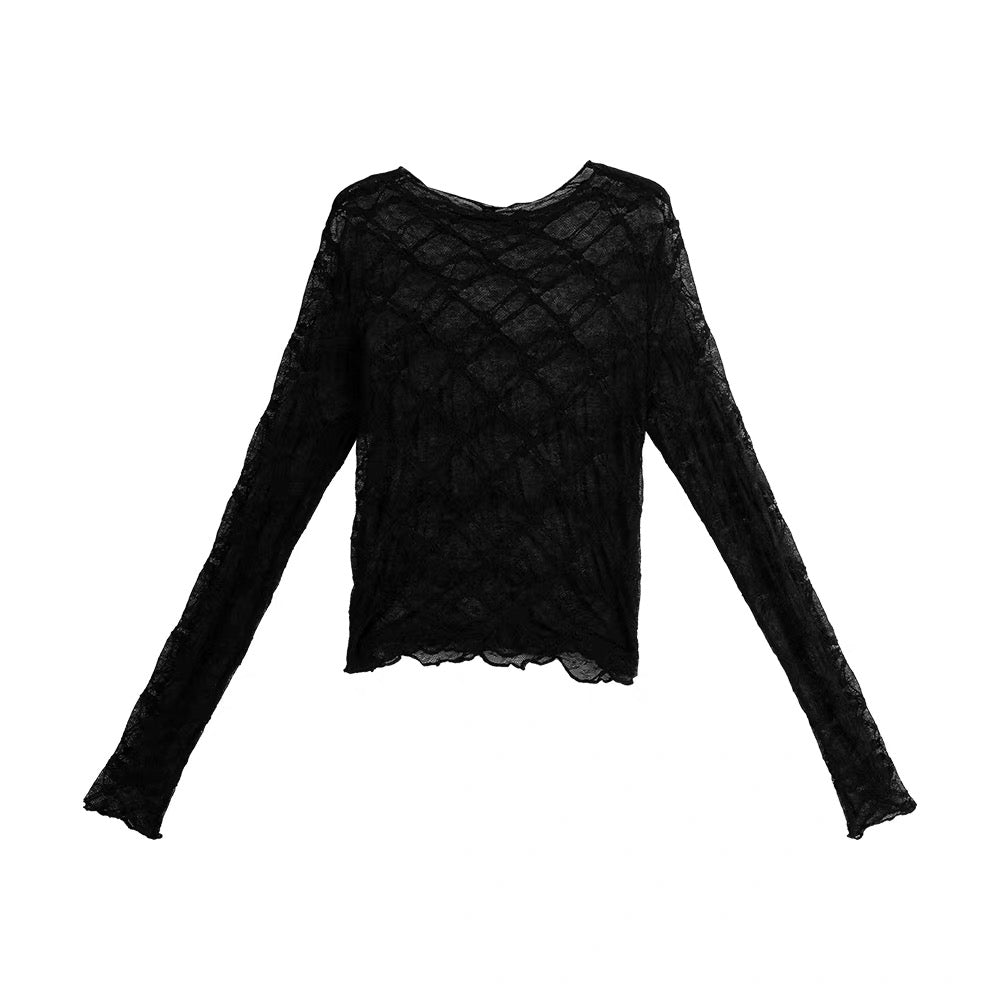 格紋lace打底 T00137
