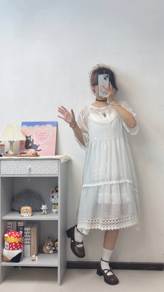 刺繡花花半透T T00111