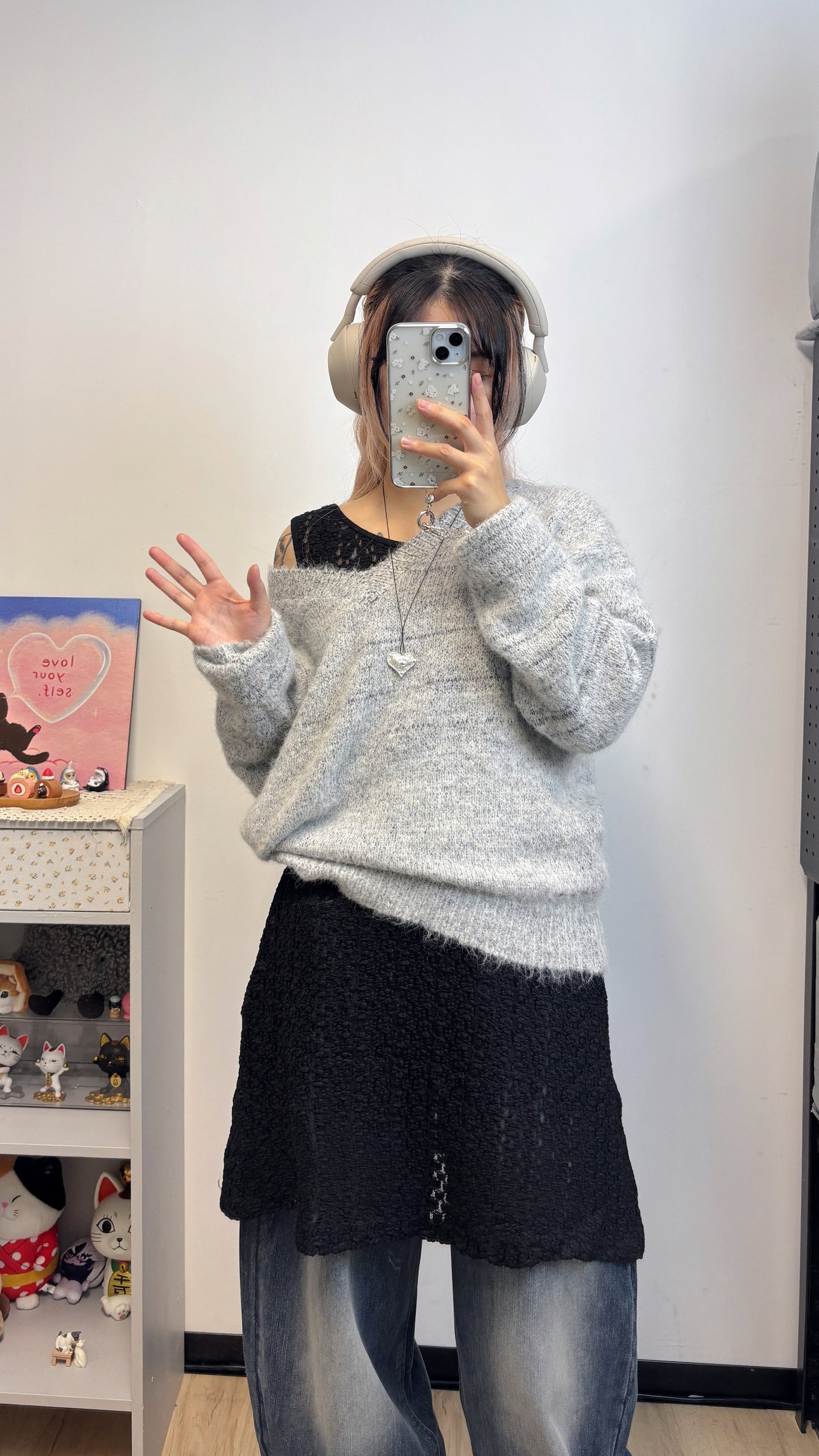 混色V領冷衫 T00179