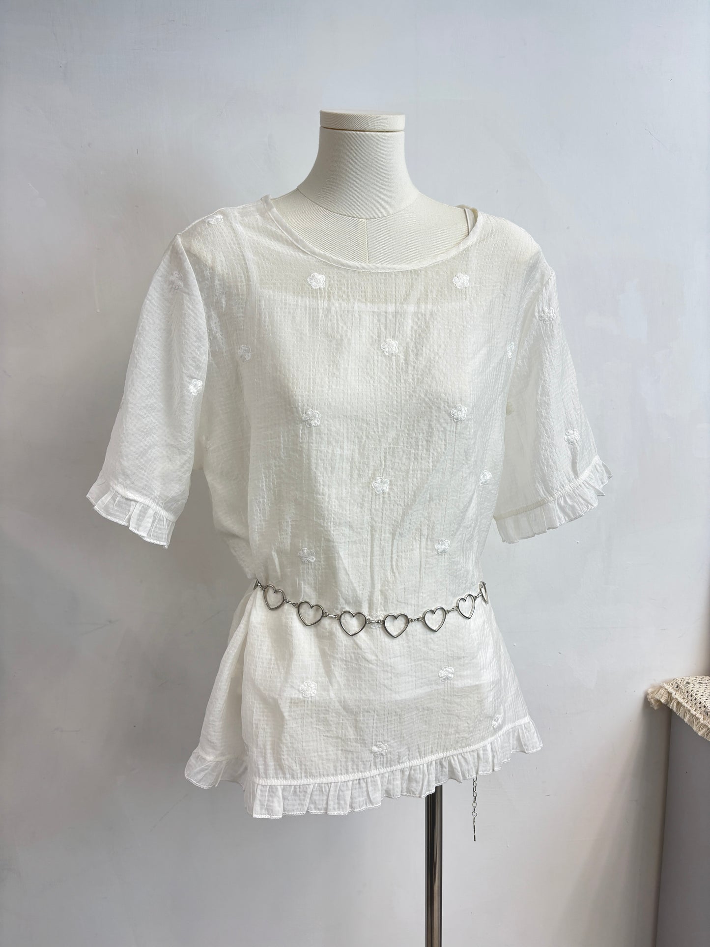 刺繡花花半透T T00111