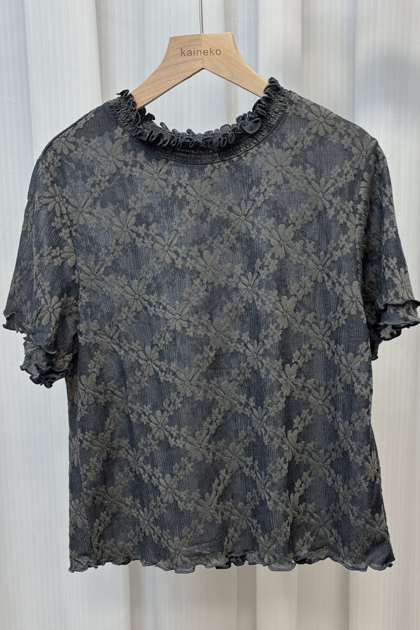 微透飛飛袖lace卷邊T T00240