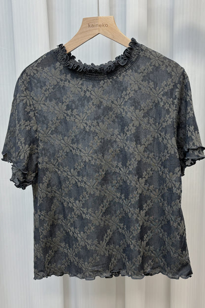 微透飛飛袖lace卷邊T T00240