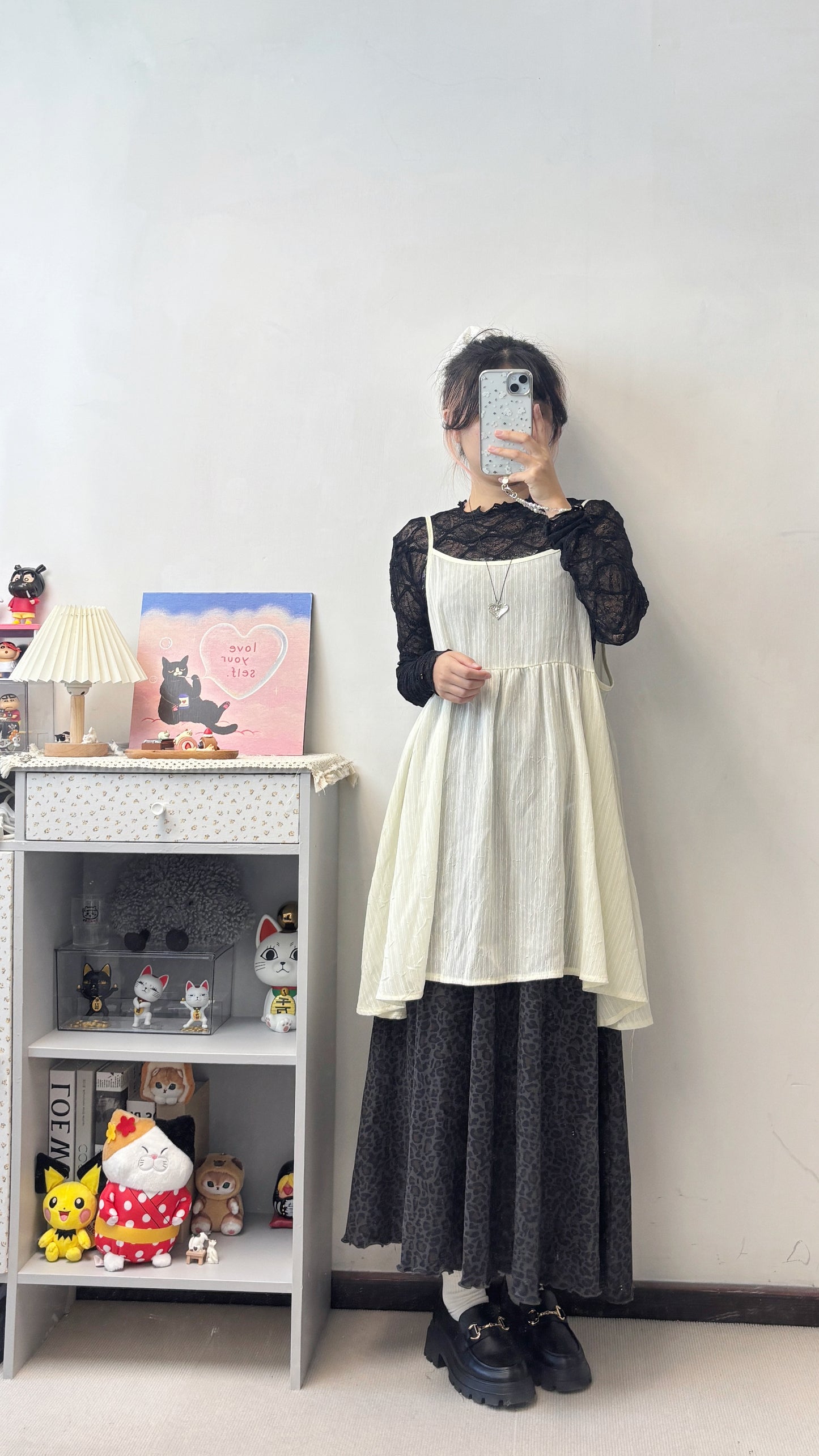格紋lace打底 T00137