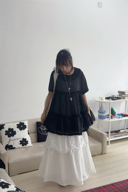 lace領木耳邊上衣
