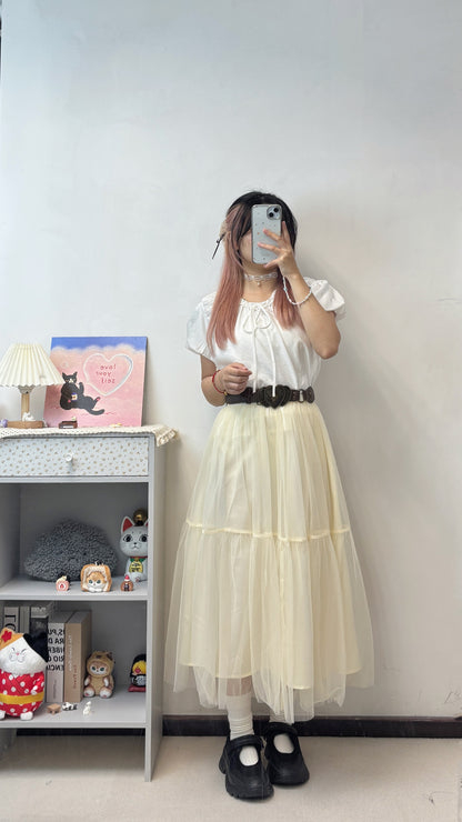 超舒服泡泡袖遮肉上衣 T00104