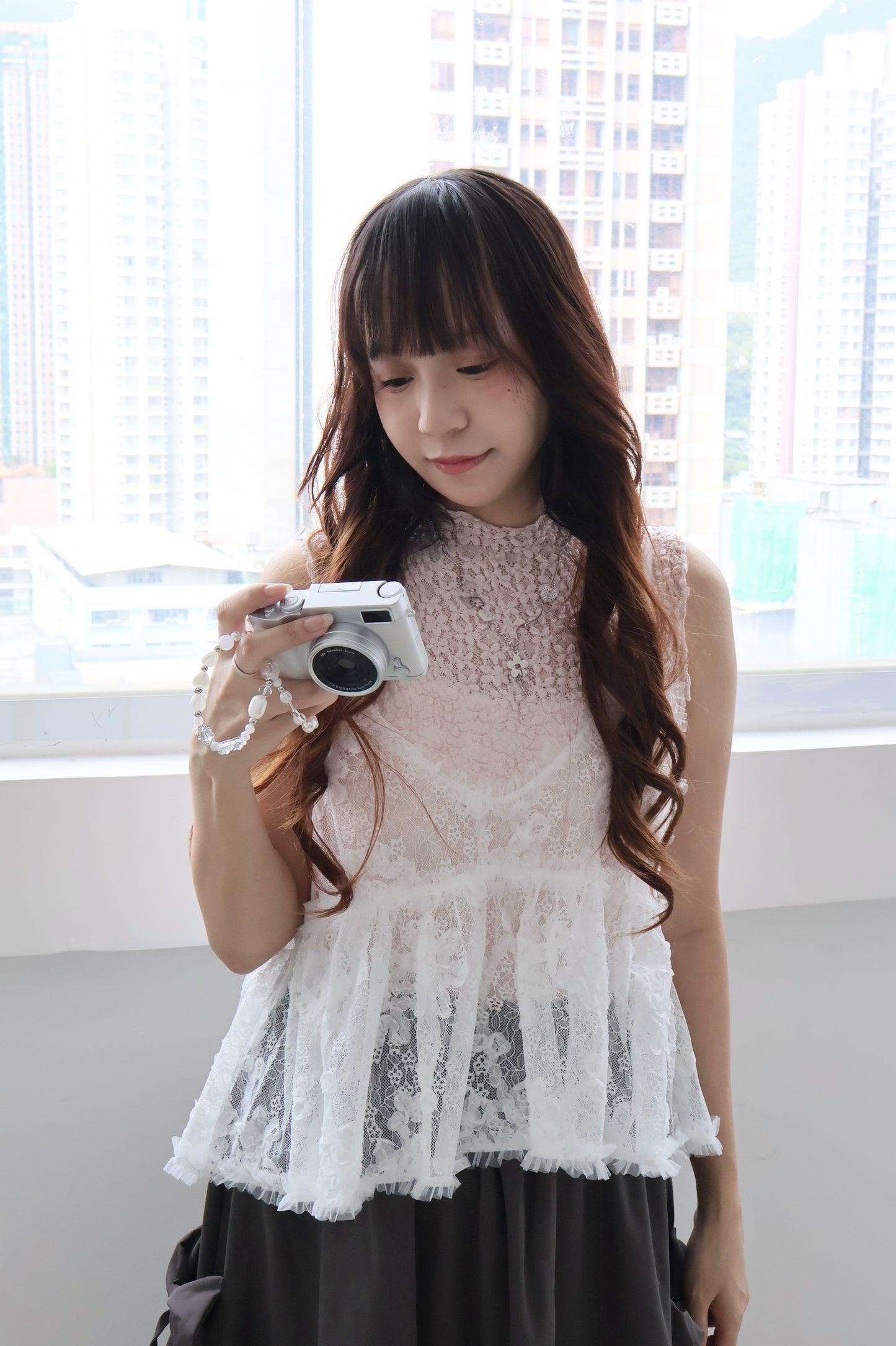 小花lace背心