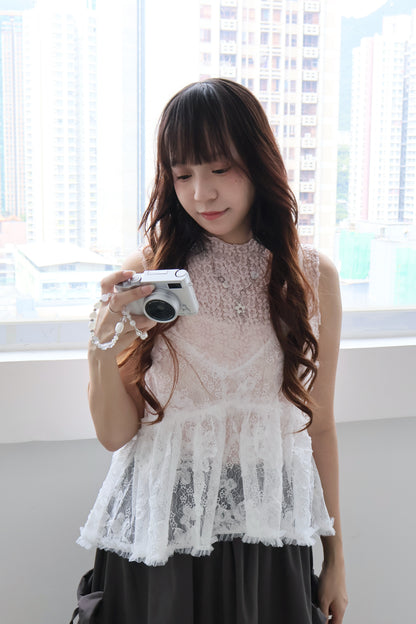 小花lace背心
