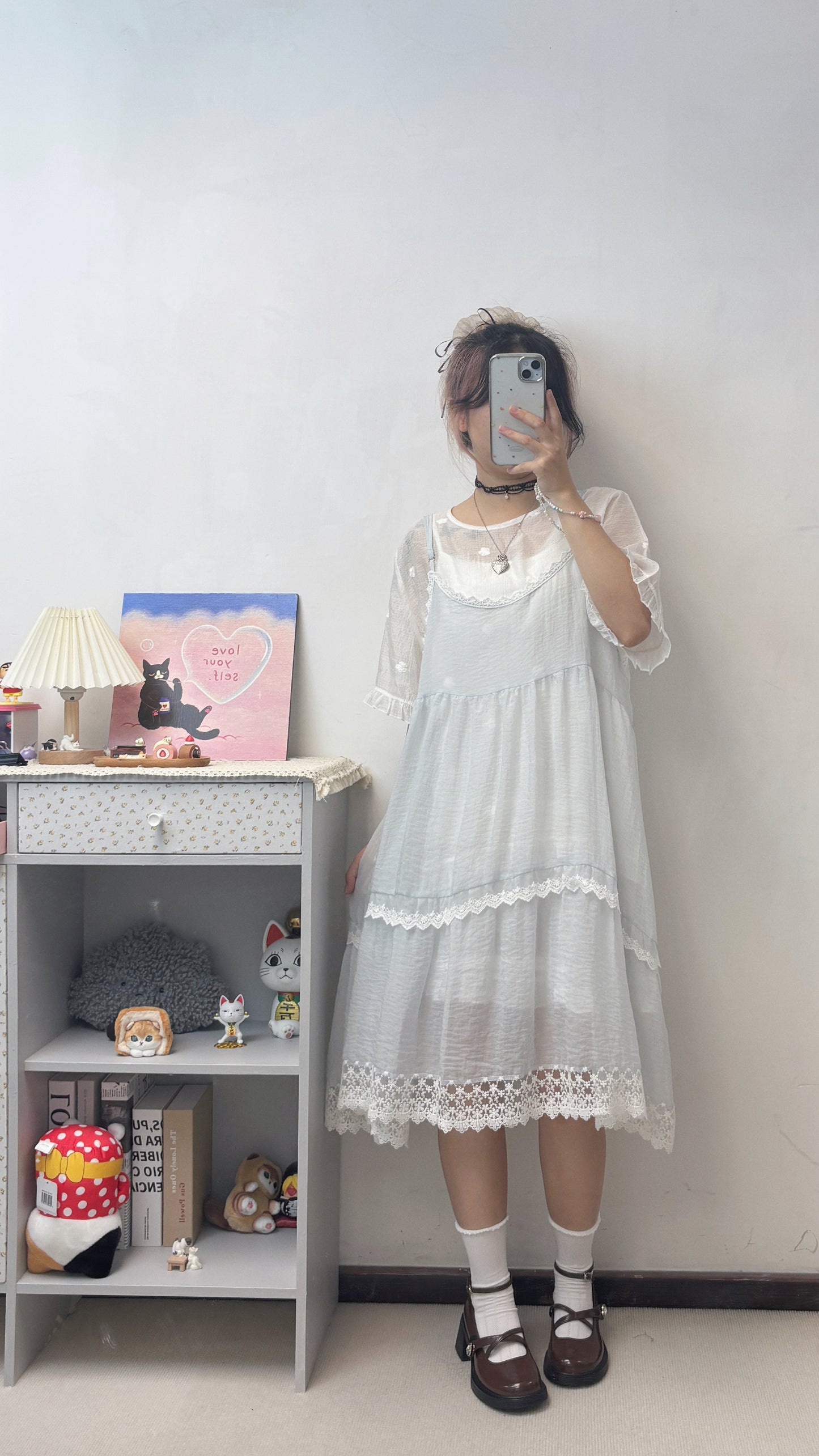 刺繡花花半透T T00111