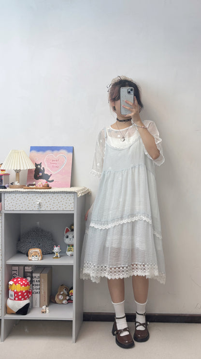 刺繡花花半透T T00111