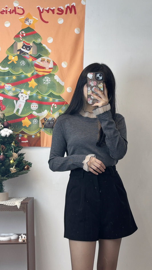 挺身舒服lace邊針織打底 T00057