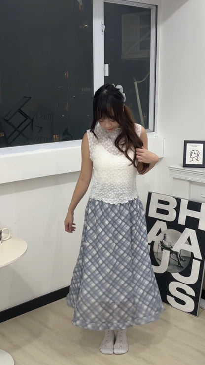 格紋雪紡長裙