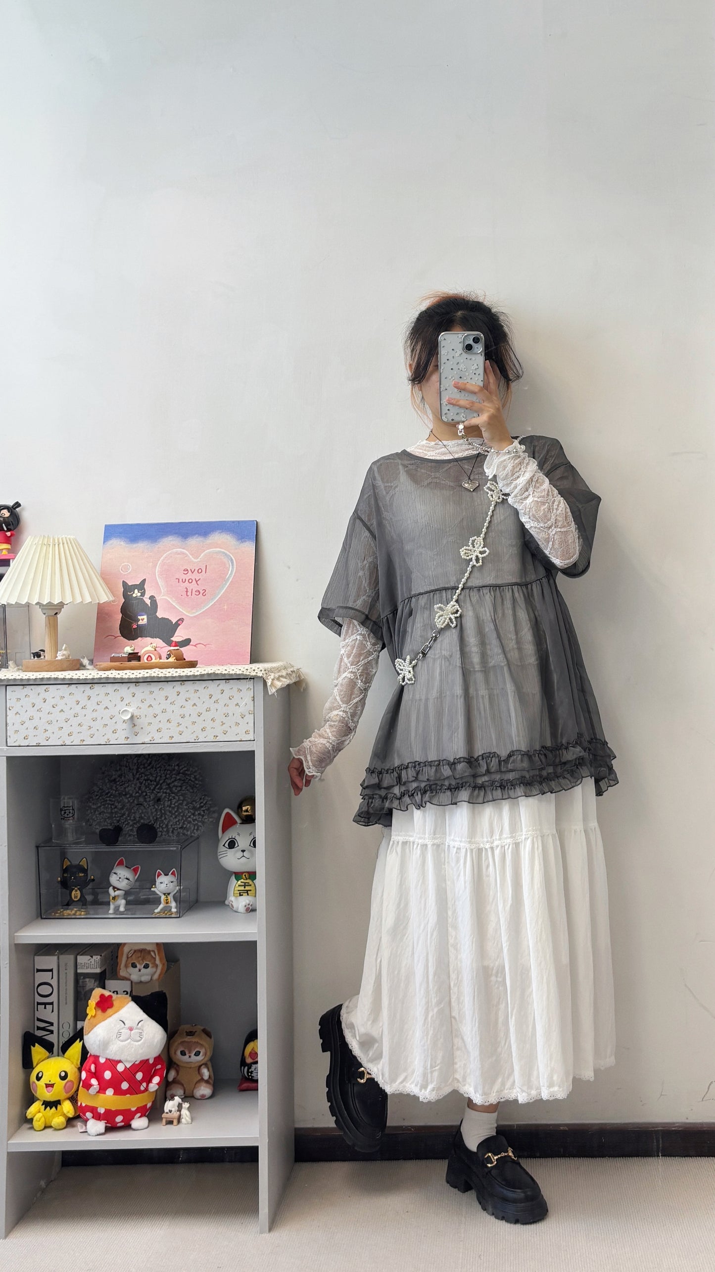 格紋lace打底 T00137